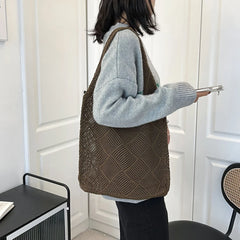 Large Capacity Woven Shoulder Bag for Women
