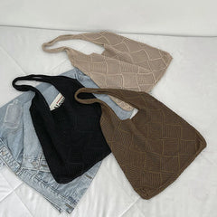 Large Capacity Woven Shoulder Bag for Women