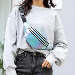 Holographic Fanny Pack Hologram Waist Bag Laser PU Beach Travel