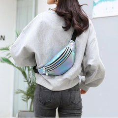 Holographic Fanny Pack Hologram Waist Bag Laser PU Beach Travel