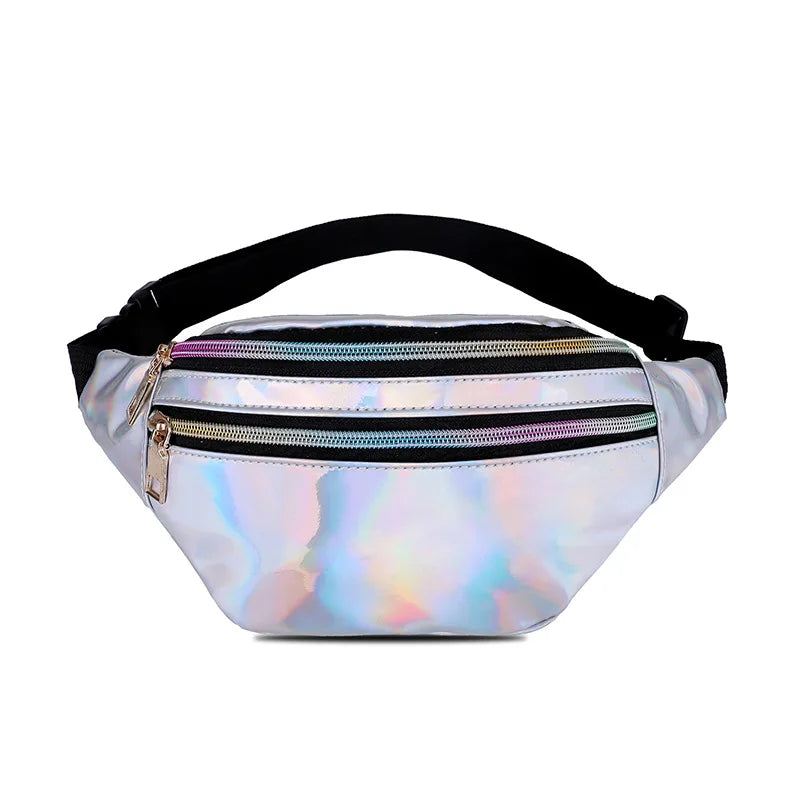 Holographic Fanny Pack Hologram Waist Bag Laser PU Beach Traverl Banana