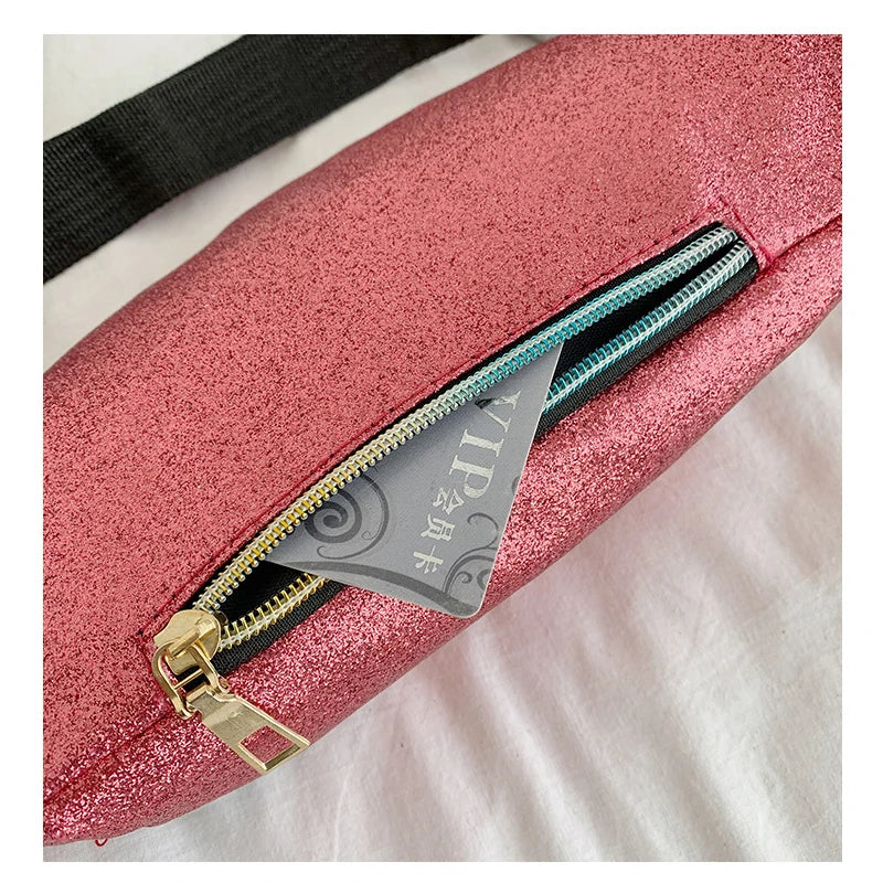 Sequins Bum Bag Travel Waist Bags Girls Lady's Zipper PU Hologram Hip Bags