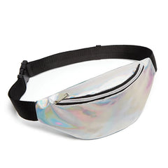 Silver Holographic PVC Laser Women Waist Pack Shining Fanny Pack Mobile Purse