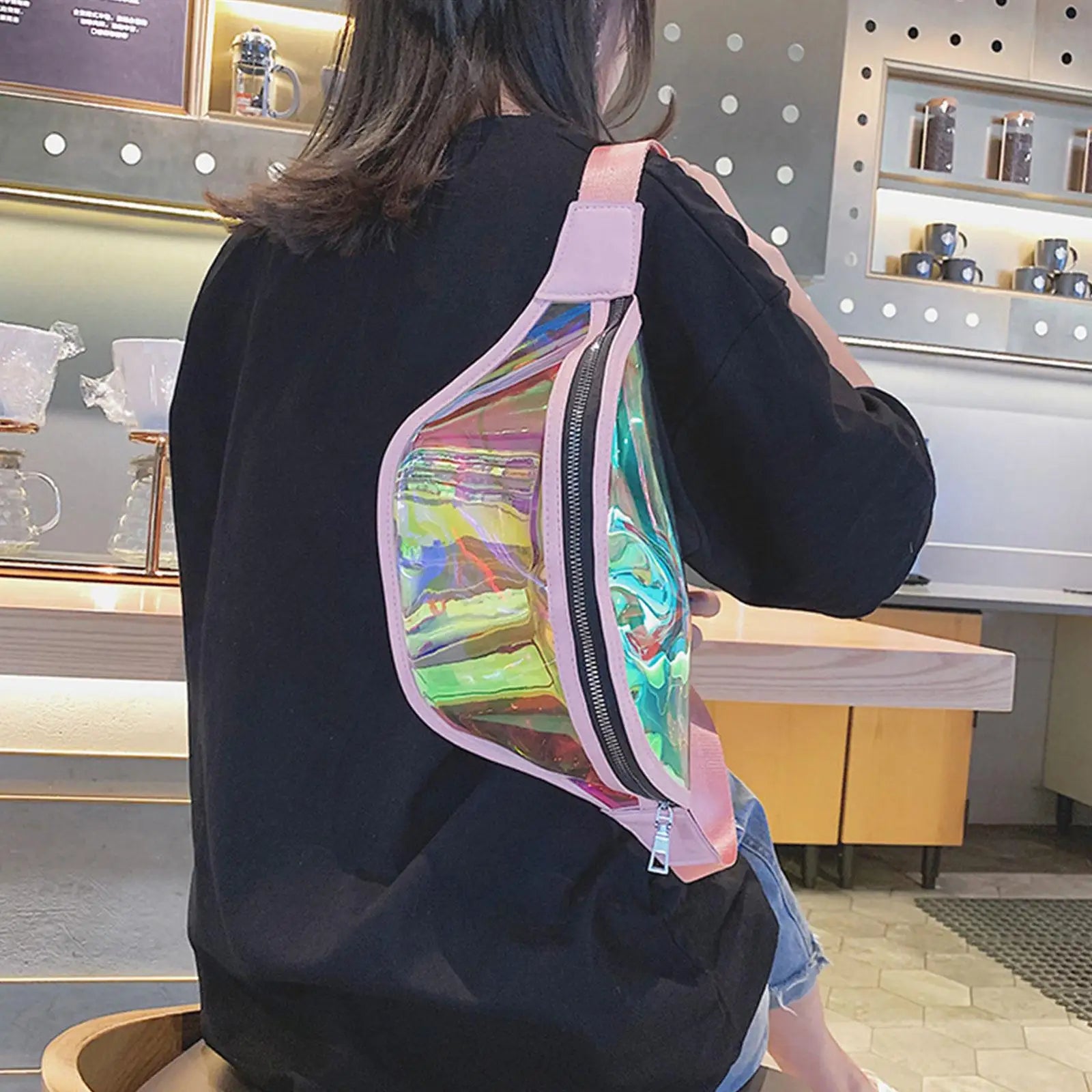 Holographic Waist Bag Zipper Chest Bag Sport Travel
