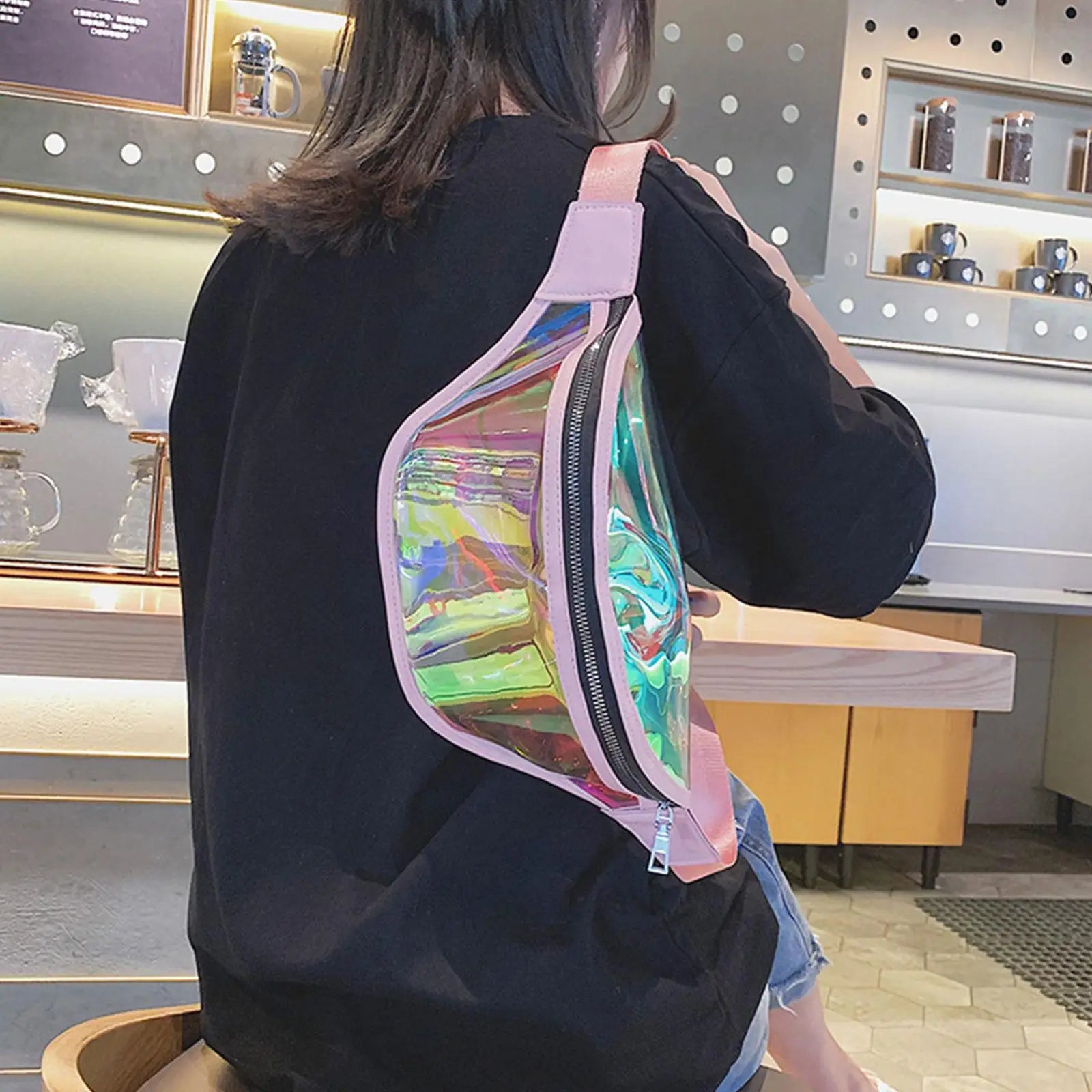 Holographic Waist Bag Zipper Chest Bag for Women