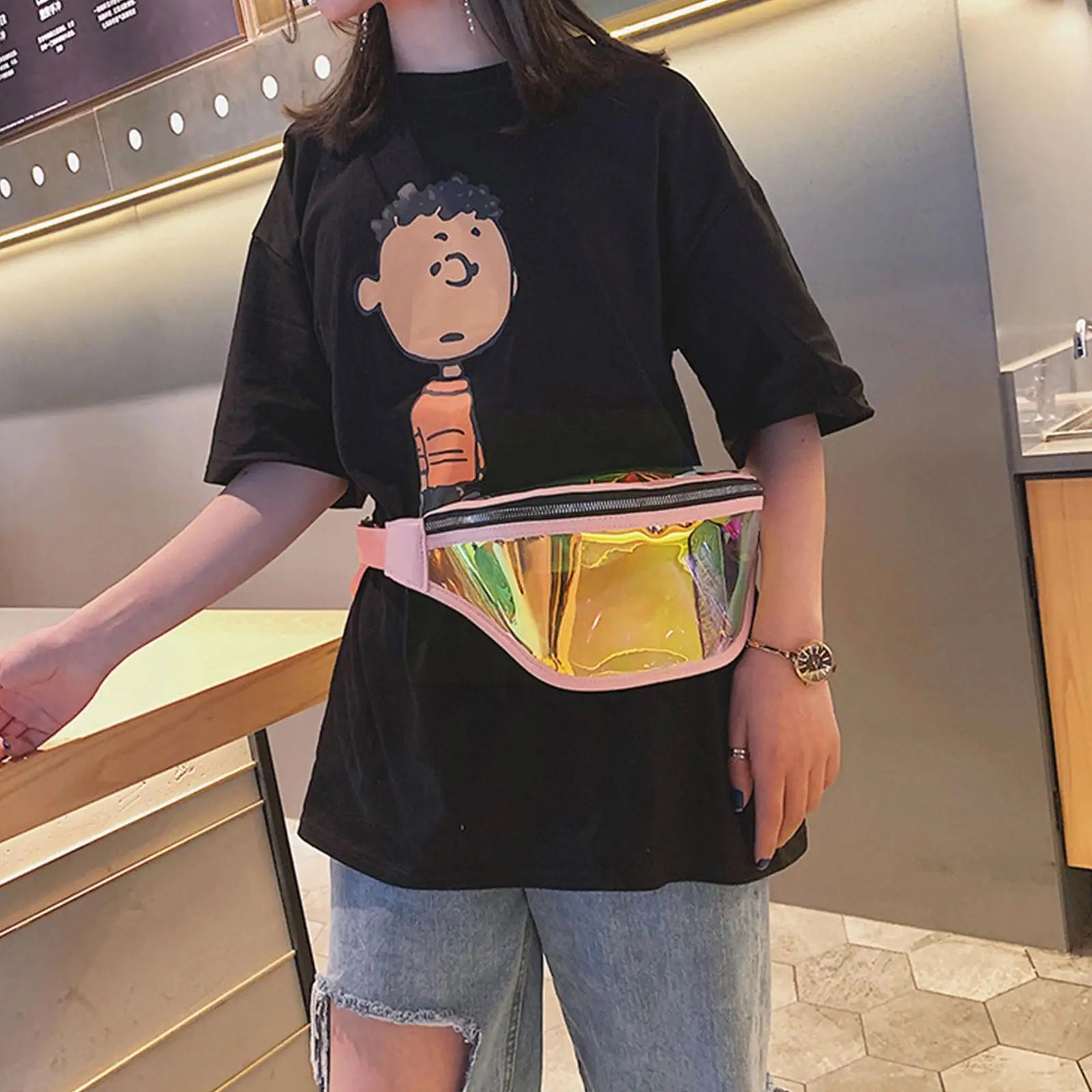 Holographic Waist Bag Zipper Chest Bag for Women