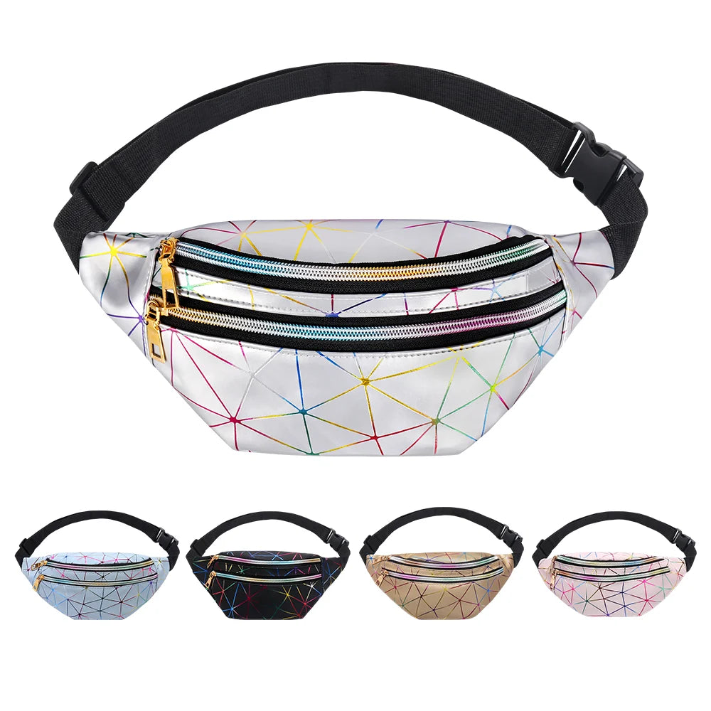 Holographic Glitter Waist Bag Women Fanny Pack Waterproof Belt Bag