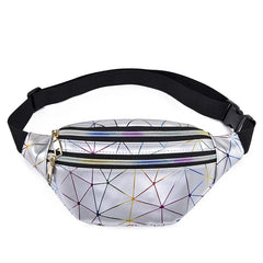 Holographic Waist Bags Women Pink Silver Fanny Pack Female Belt Bag