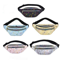Holographic Waist Bags Women Pink Silver Fanny Pack Female Belt Bag