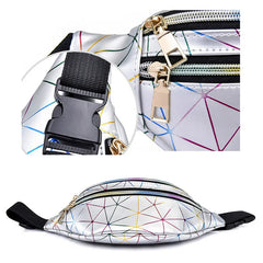 Holographic Waist Bags Women Pink Silver Fanny Pack Female Belt Bag