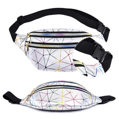 Geometric Holographic Waist Bag Pink Silver