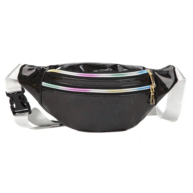 Silver Holographic Waist Bag for Women Geometric Fanny Pack