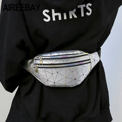 Silver Geometric Fanny Pack Women Waist Bag
