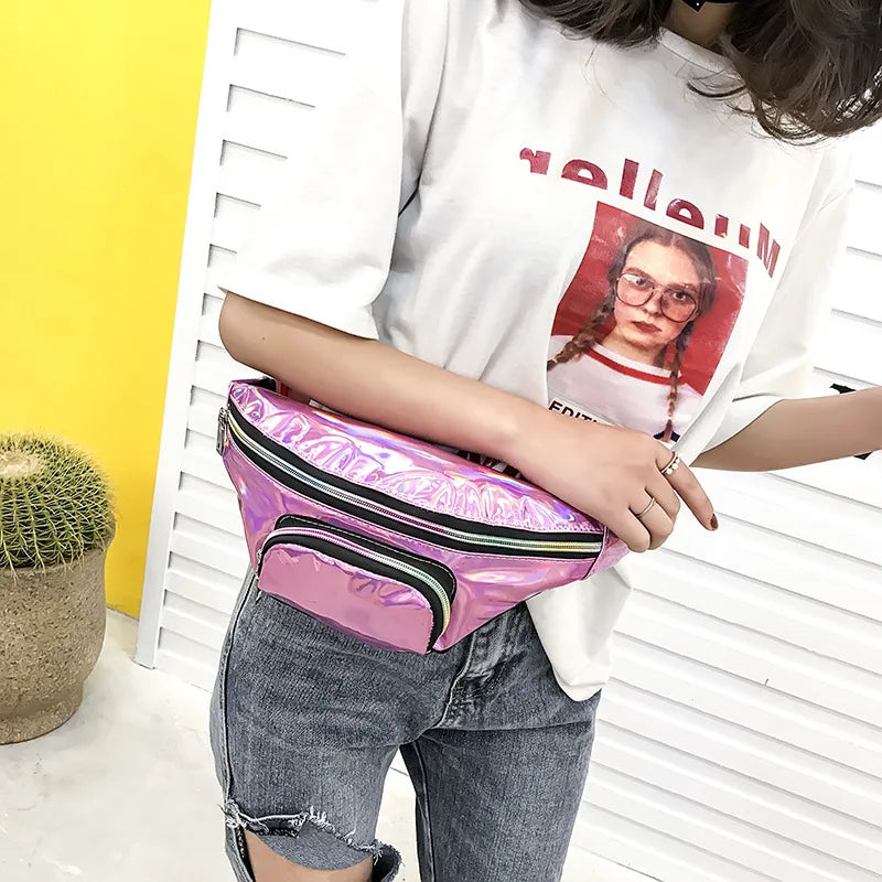 Transparent Jelly Laser Waist Bag Waterproof Crossbody