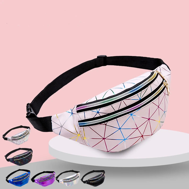Holographic Waist Pack Bags Laser Fanny Packs Waterproof Belt Pouch