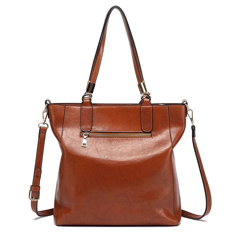 Hollow Out Leather Shoulder Bag Tassel Tote Crossbody Handbag