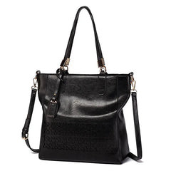 Hollow Out Leather Shoulder Bag Tassel Tote Crossbody Handbag