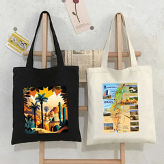 Homeland Jerusalem Flag Map Al Aqsa Mosque Women Canvas Tote Bags