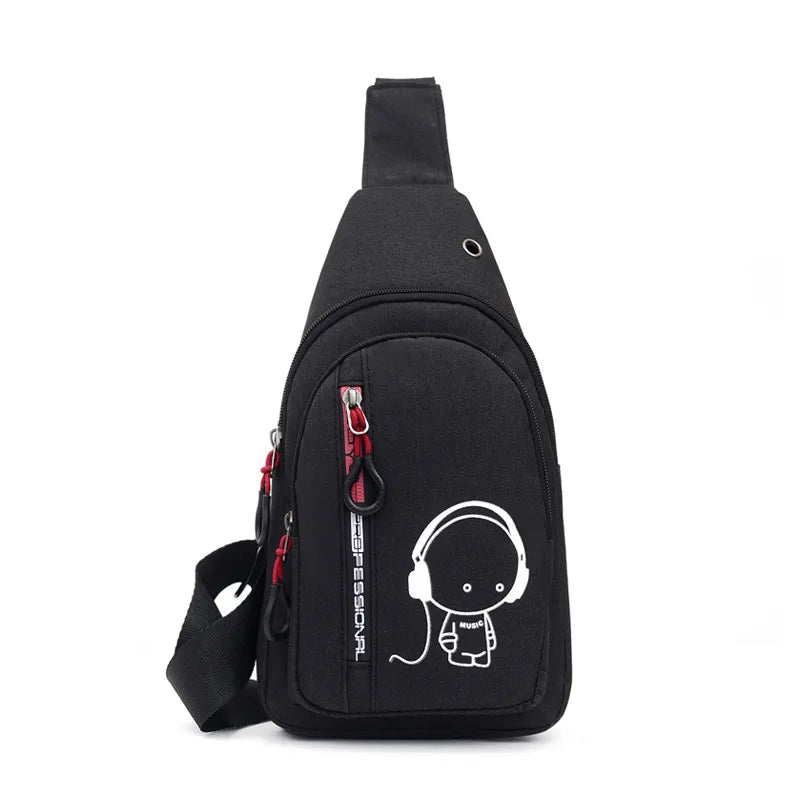 Cartoon Printed Chest Bag Women Messenger Bag Shoulder Bag Small Handbags Female