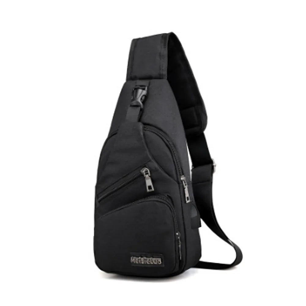 Male Shoulder Bags USB Charging Crossbody Anti Theft