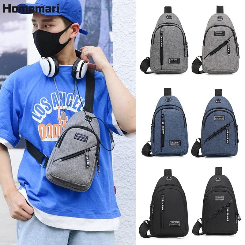 Male Shoulder Bags USB Charging Crossbody Anti Theft