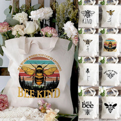 Honeybee Women Let It Bee Graphic Print Female Mujer Reusable Canvas Shopping Ba