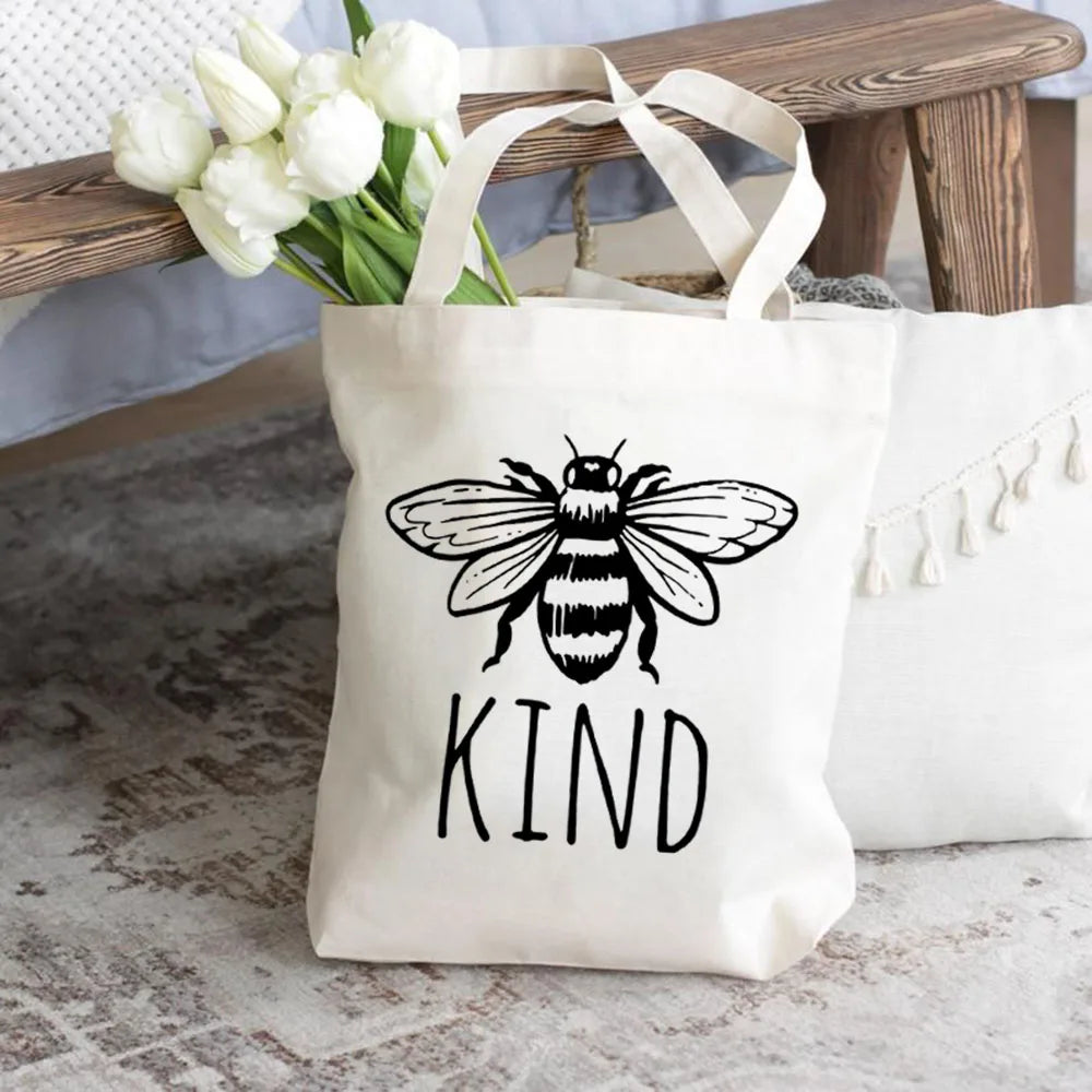 Honeybee Women Let It Bee Graphic Print Female Mujer Reusable Canvas Shopping Ba