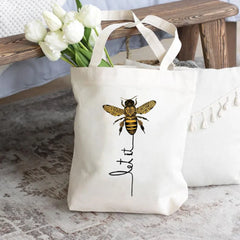 Honeybee Women Let It Bee Graphic Print Female Mujer Reusable Canvas Shopping Ba