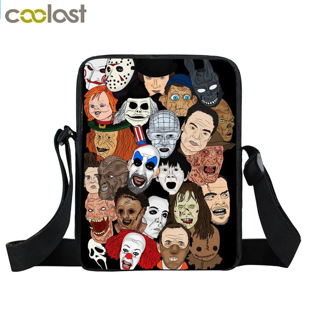 Nightmare Messenger Bag Clown Pattern Book Bag Shoulder Bags for Women