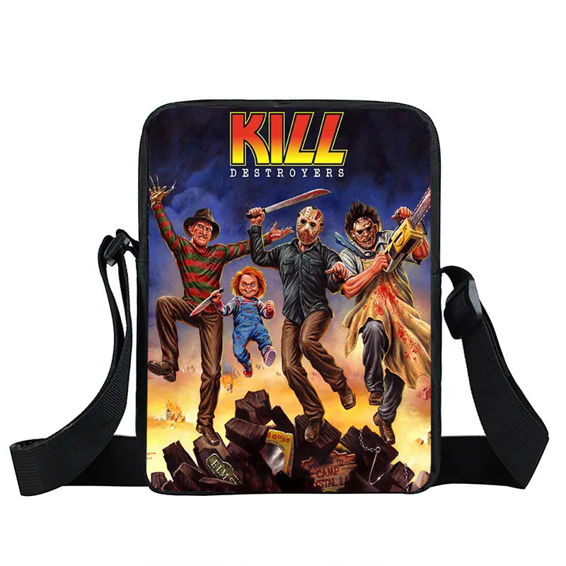 Nightmare Messenger Bag Clown Pattern Book Bag Shoulder Bags for Women