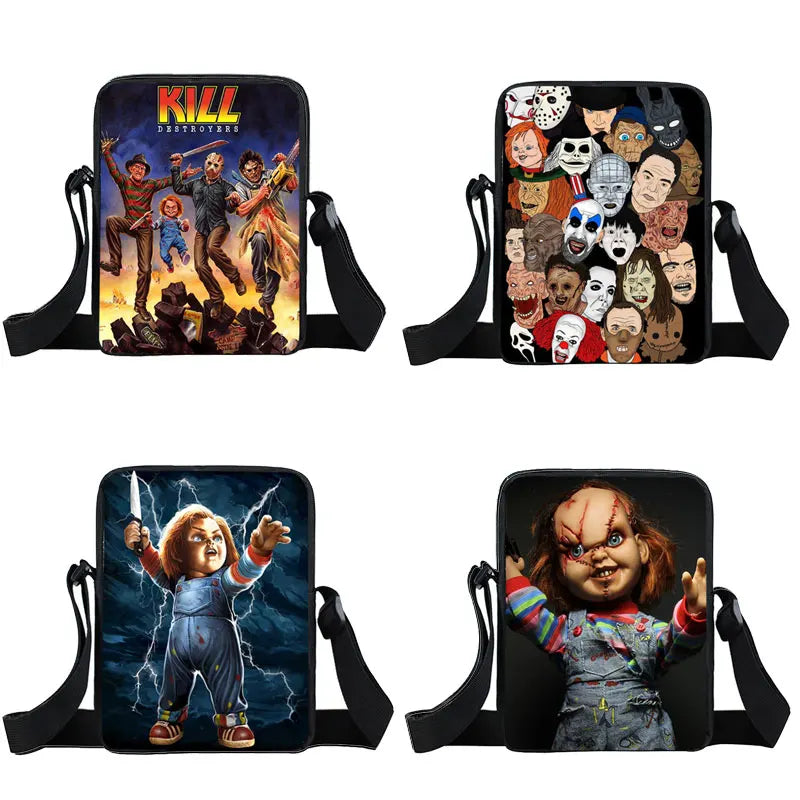 Nightmare Messenger Bag Clown Pattern Book Bag Shoulder Bags for Women