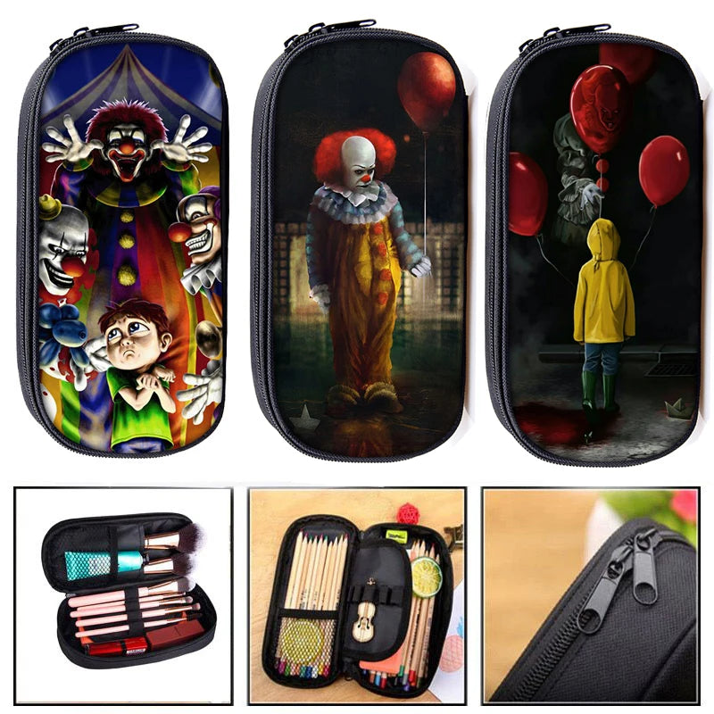 Evil Clown Cosmetic Bag for Kids - Cartoon Pencil Holder