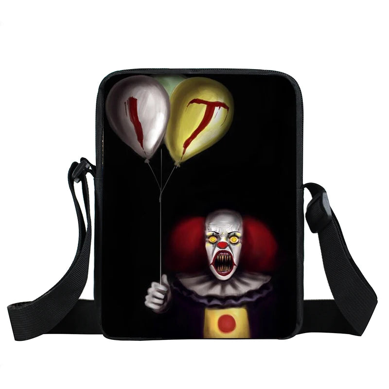 Evil Clown Messenger Bag Women Handbag Small Crossbody Bag Girls Bookbag