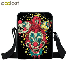 Evil Clown Messenger Bag Women Handbag Small Crossbody Bag Girls Bookbag