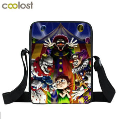 Evil Clown Messenger Bag Women Handbag Small Crossbody Bag Girls Bookbag