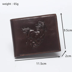 Vintage 3D Horse Motif Leather Wallet for Men