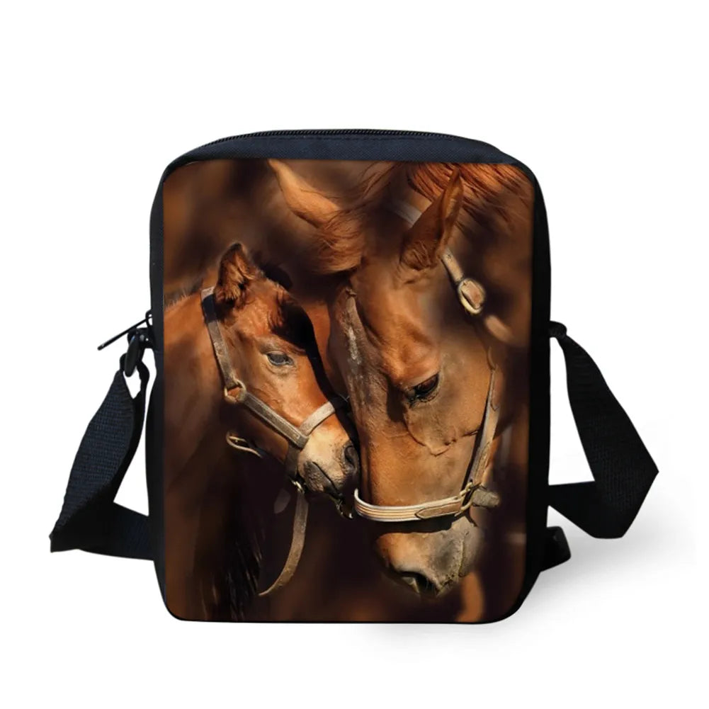 Horse Print Diagonal Bag Shopping Travel Shoulder Diagonal