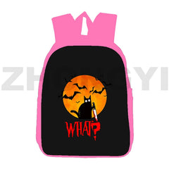 12/16 Inch 3D Cat Backpack Pink Canvas Girl Cartoon Schoolbag
