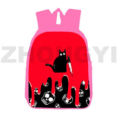 12/16 Inch 3D Cat Backpack Pink Canvas Girl Cartoon Schoolbag