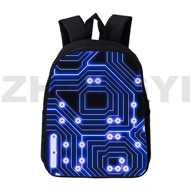 3D Circuit Board Electronic Chip Backpack Men School Bag Teenagers