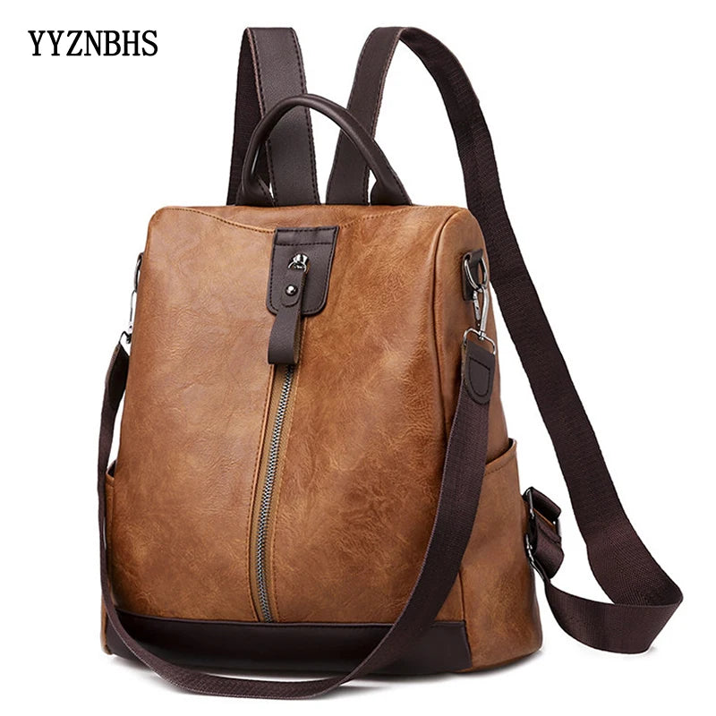 Women Backpack Soft Leather School Bags For Teenage Girls