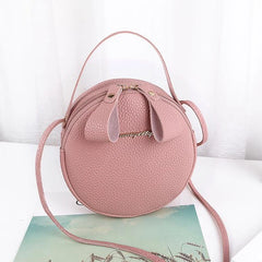 Circular Leather Women's Shoulder Bag Crossbody Messenger Purse