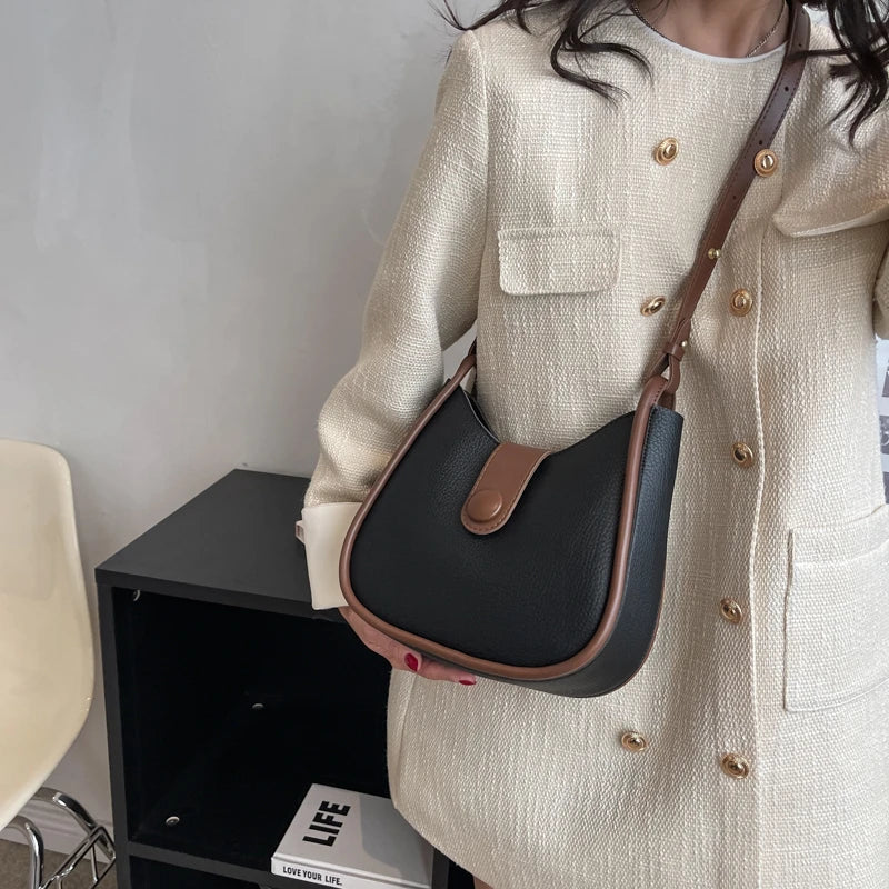 Vintage PU Leather Bucket Crossbody Sling Bags for Women Lady Shoulder Handbags