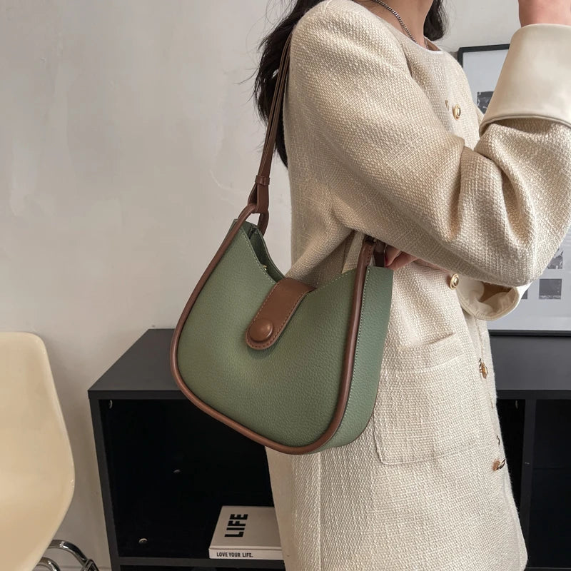 Vintage PU Leather Bucket Crossbody Sling Bags for Women Lady Shoulder Handbags