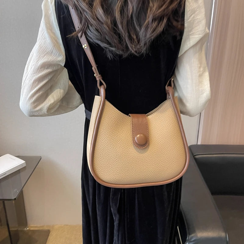 Vintage PU Leather Bucket Crossbody Sling Bags for Women Lady Shoulder Handbags