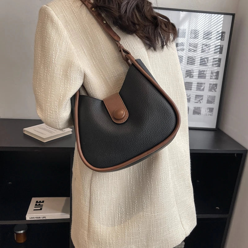 Vintage PU Leather Bucket Crossbody Sling Bags for Women Lady Shoulder Handbags