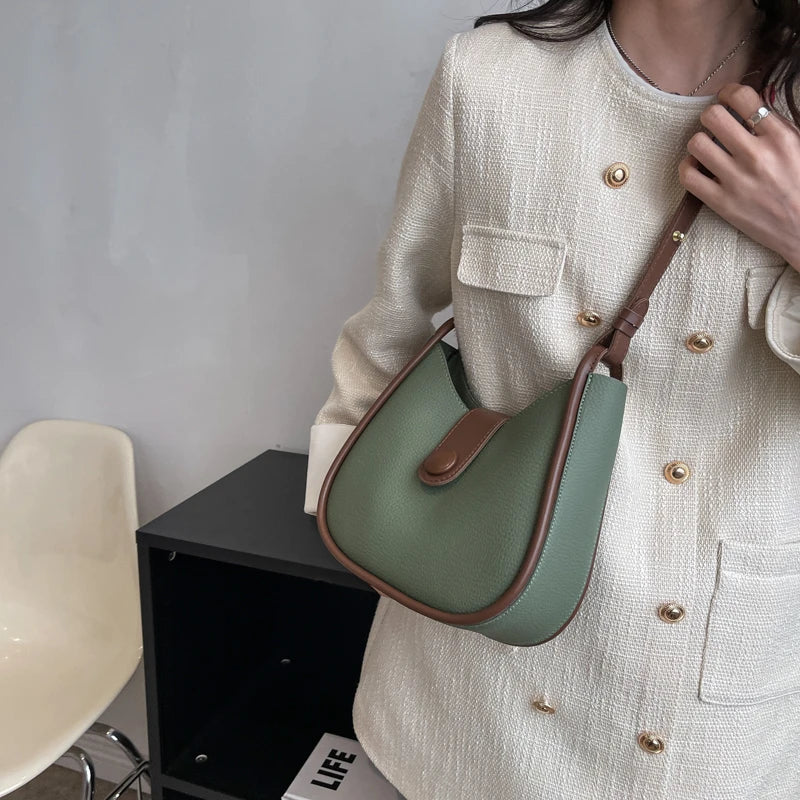 Vintage PU Leather Bucket Crossbody Sling Bags for Women Lady Shoulder Handbags