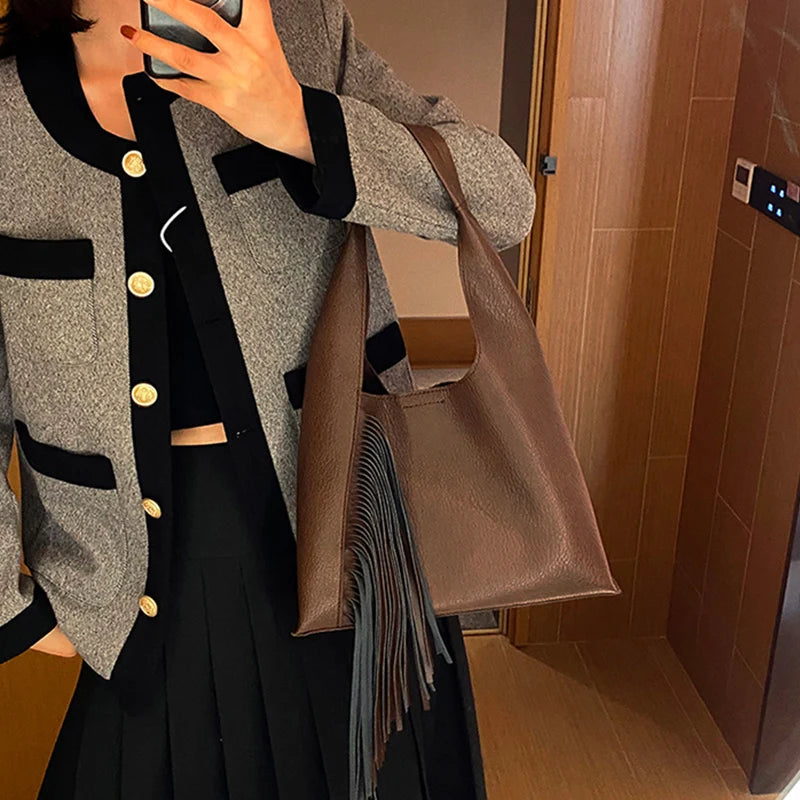 Vintage PU Leather Bucket Crossbody Sling Bags for Women