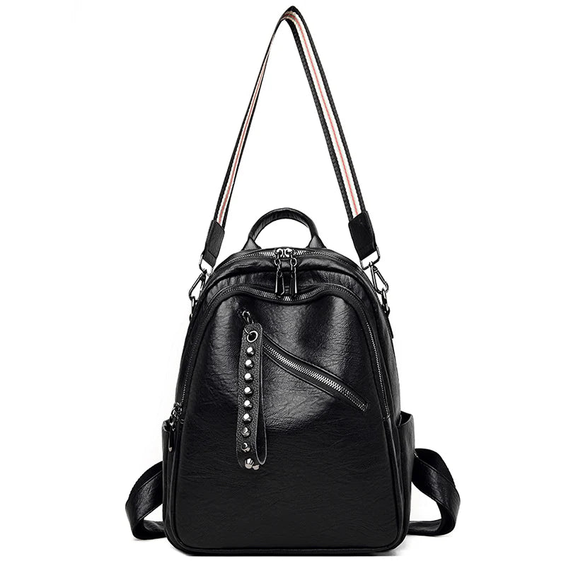 Women Leather Backpack Large Capacity Casual Shoulder Bag for Teenage Girl