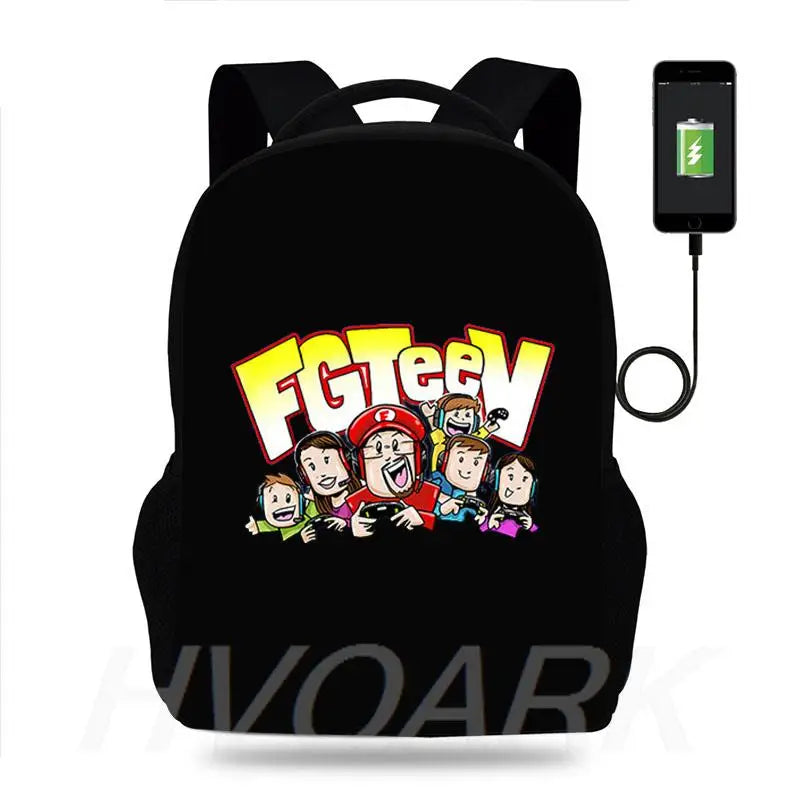 Hot Fgteev Backpack Boys Girls School Bag Men Women Rucksack Teens Students